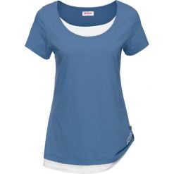 Shirt w optyce 2w1, krótki rękaw bonprix niebieski dżins - biały. Bluzki damskie bonprix. Za 34.99 zł.
