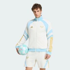 BLUZA DRESOWA MESSI HOUSE OF TIRO. Białe bluzy męskie Adidas, l, bez wzorów, z bawełny, bez kaptura, do piłki nożnej. Za 279.00 zł.