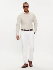 Calvin Klein Koszula K10K108229 Beżowy Slim Fit. Brązowe koszule męskie Calvin Klein, m, bez wzorów, z bawełny, biznesowe, bez kołnierzyka, bez ramiączek. Za 259.99 zł.