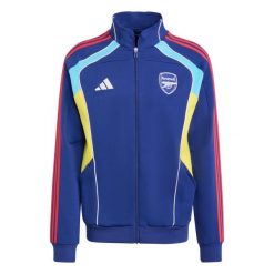 Kurtka dresowa Arsenal FC UBP. Niebieskie kurtki męskie Adidas, bez wzorów, z dresówki, sportowe, bez kaptura. W wyprzedaży za 334.00 zł.