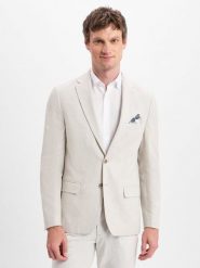 Nils Sundström Kurtka z zawartością lnu Mężczyźni Modern Fit len beżowy, 60. Brązowe kurtki męskie Nils Sundström, m, bez wzorów, ze lnu, eleganckie, bez kaptura. Za 399.95 zł.