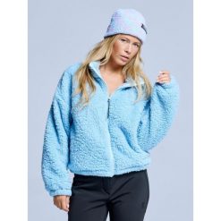 Kurtka Fluffy - Damska - Cztery pory roku - Miś Teddy - Lodowy błękit. Niebieskie kurtki damskie POEDERBAAS, xs, bez wzorów, z poliesteru, bez kaptura, narciarskie. Za 264.52 zł.
