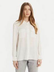 Marella Koszula Ordine 2513111151 Biały Regular Fit. Białe bluzki damskie Marella, bez wzorów, z jedwabiu, bez kołnierzyka, bez ramiączek. Za 459.99 zł.