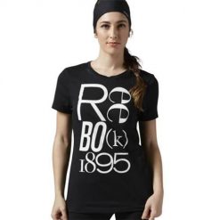Koszulka sportowa damska Reebok Definition. Czarne koszulki sportowe damskie Reebok, l, bez wzorów, z materiału, bez kołnierzyka, bez ramiączek, do biegania. Za 109.00 zł.