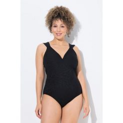 Damski Strój kąpielowy wiązanie tygrysia struktura miękkie miseczki. Czarne kostiumy jednoczęściowe damskie Ulla Popken, plus size, bez wzorów, z elastanu, sportowe, plus size. Za 279.99 zł.