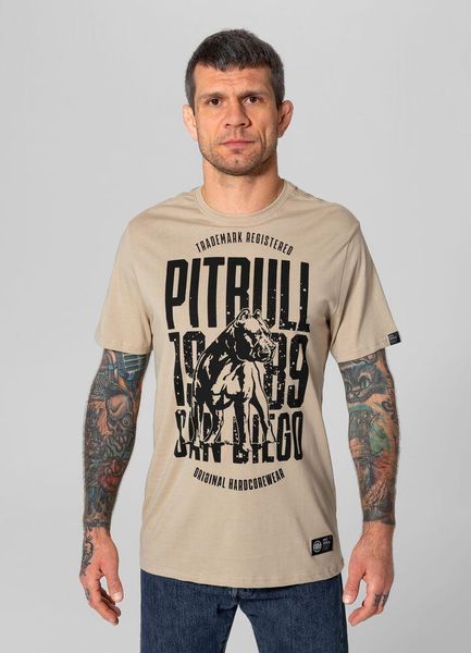 Koszulka męska Pitbull San Diego Dog. Brązowe koszulki sportowe męskie PITBULL, m, bez wzorów, bez kołnierzyka, bez ramiączek, trekkingowe. Za 89.00 zł.