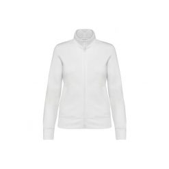 Damska kurtka ze szczotkowanego polaru Kariban. Białe kurtki damskie KARIBAN, bez wzorów, z polaru, bez kaptura. Za 198.00 zł.