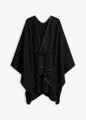 Poncho. Czarne żakiety damskie bonprix, bez wzorów, ze skóry. Za 169.99 zł.