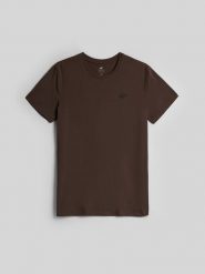 4F T-shirt regular gładki męski - brązowy XL. Brązowe t-shirty męskie 4f, m, bez wzorów, z bawełny, biznesowe, bez kołnierzyka. Za 59.99 zł.