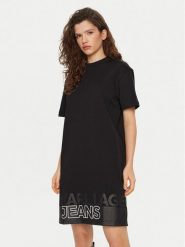Karl Lagerfeld Jeans Sukienka codzienna A1W13015 Czarny Relaxed Fit. Czarne sukienki damskie Karl Lagerfeld Jeans, na co dzień, m, bez wzorów, z bawełny, bez kołnierzyka, bez ramiączek, proste. Za 239.99 zł.