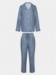 Selmark Piżama Corbatera P7376 Niebieski Regular Fit. Niebieskie piżamy damskie Selmark, bez wzorów, z bawełny, bez ramiączek. Za 259.99 zł.