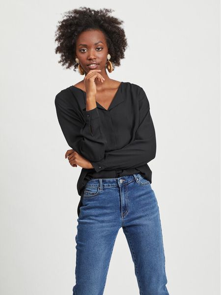 Vila Koszula Lucy 14044253 Czarny Relaxed Fit. Czarne bluzki damskie Vila, l, bez wzorów, z syntetyku, bez kołnierzyka, bez ramiączek. Za 119.99 zł.