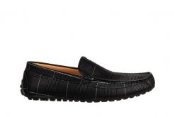 Mokasyny John Doubare 586A-35-H25 Black White 104242, Czarny, Skóra naturalna - 43. Czarne mokasyny męskie John Doubare, z materiału, eleganckie. W wyprzedaży za 449.10 zł.