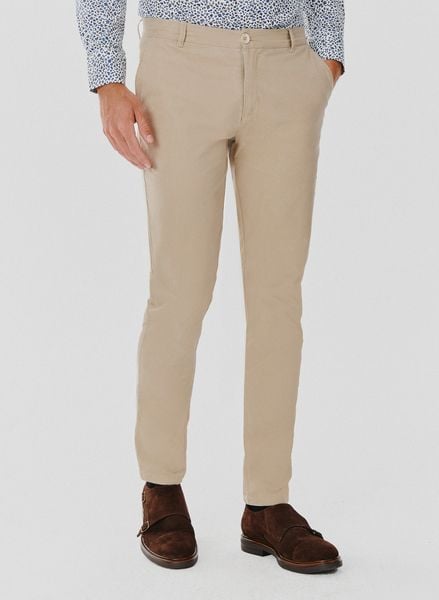 PAKO LORENTE – Gładkie spodnie męskie w kolorze beżowym. Brązowe spodnie materiałowe męskie Pako Lorente, l, bez wzorów, z bawełny, casualowe. Za 99.99 zł.