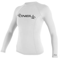 Longsleeve do pływania damski O'Neill Basic Skins Rash Guard. Białe koszulki sportowe damskie O'Neill, m, bez wzorów, sportowe, bez kołnierzyka. Za 169.00 zł.
