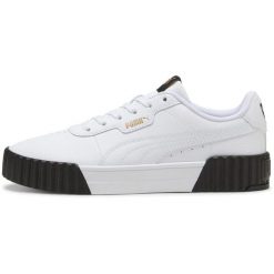 Buty sportowe Puma Carina 3.0. Białe obuwie sportowe damskie Puma, bez wzorów, ze skóry, trekkingowe. Za 326.00 zł.