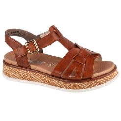 Sandały Rieker Sandals W0853-24 brązowe. Brązowe sandały damskie bez wzorów, z gumy, bez obcasa, bez zapięcia. Za 458.23 zł.