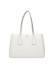 Calvin Klein Torebka Ck Medium Work Tote LV04F3442G Biały. Białe torebki do ręki damskie Calvin Klein, bez wzorów, ze skóry, bez dodatków. Za 649.99 zł.