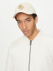 Guess Czapka z daszkiem M5GZ07 WO07T Écru. Rękawiczki męskie Guess, z aplikacjami, z bawełny. Za 89.99 zł.