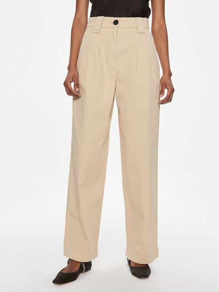 Hugo Spodnie materiałowe Hanico-1-D 50489241 Beżowy Relaxed Fit. Brązowe spodnie materiałowe damskie Hugo, bez wzorów, z bawełny. Za 439.99 zł.