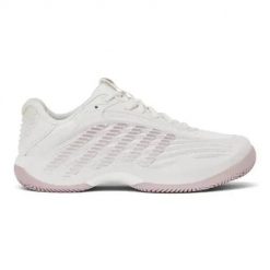 Buty tenisowe - sport - damskie - K-SWISS HCE 3 CLAY - białe z różowym złotem. Czerwone obuwie sportowe damskie K-SWISS, bez wzorów, z materiału, na fitness i siłownię. Za 789.99 zł.