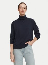 Tommy Jeans Golf Essetnial DW0DW23361 Granatowy Relaxed Fit. Niebieskie swetry damskie Tommy Jeans, xl, bez wzorów, z bawełny, bez kołnierzyka, bez ramiączek, bez kaptura. Za 369.99 zł.
