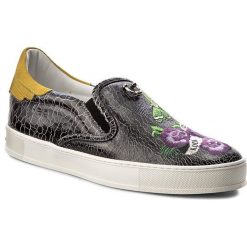 Tenisówki JOHN RICHMOND - 2626 B Crac/Nero. Czarne trampki męskie John Richmond, z gumy. W wyprzedaży za 919.00 zł.