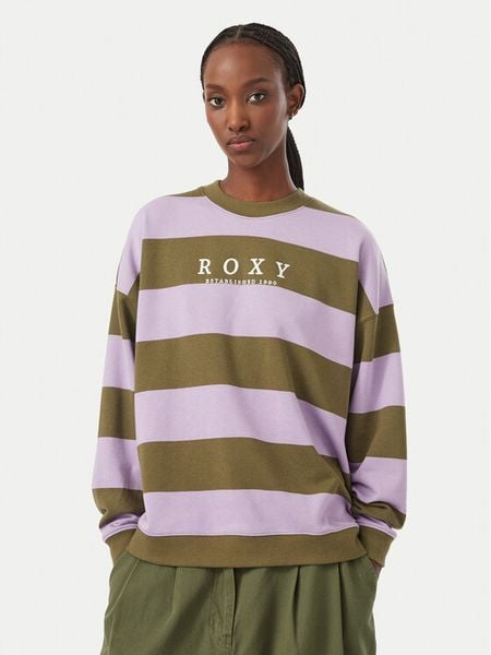 Roxy Bluza Strictly Stripes ERJFT05071 Khaki Regular Fit. Brązowe bluzy damskie Roxy, m, bez wzorów, z bawełny, bez kaptura. Za 279.99 zł.