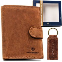 Zestaw prezentowy Peterson PTN SET-M-N4L-CHM j. brązowy. Brązowe portfele męskie Peterson, bez wzorów, ze skóry. Za 80.00 zł.