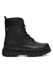 Tommy Hilfiger Trapery Lace-Up Bootie T3A5-34046-1695 D Czarny. Czarne buty zimowe chłopięce Tommy Hilfiger, bez wzorów, ze skóry, bez zapięcia. Za 349.99 zł.