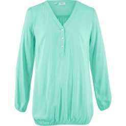 Bluzka z dekoltem "henley", długi rękaw bonprix jasny miętowy. Bluzki damskie marki bonprix. Za 32.99 zł.