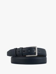 Granatowy pasek ze skóry licowej. Niebieskie paski damskie Ryłko, bez wzorów, ze skóry, eleganckie. Za 129.99 zł.