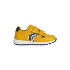 Sneakersy dziewczęce Geox Alben. Niebieskie buty sportowe dziewczęce Geox, bez wzorów, bez zapięcia, trekkingowe. W wyprzedaży za 211.50 zł.