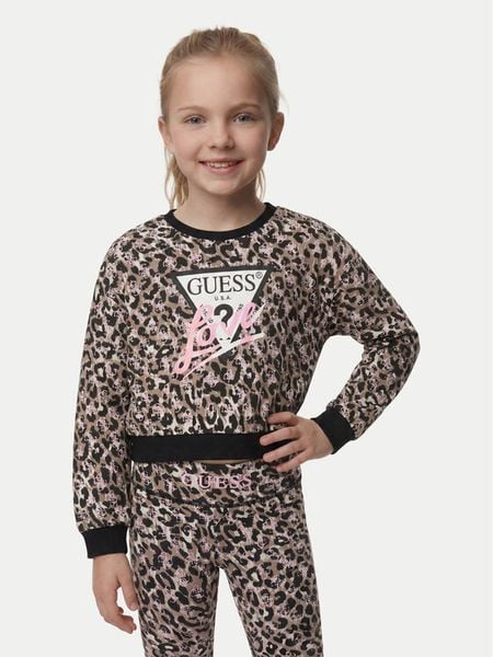 Guess Bluza J6YQ04 K3897 Czarny Regular Fit. Czarne bluzy dla dziewczynek Guess, z aplikacjami, z bawełny, bez ramiączek, bez kaptura. Za 179.99 zł.