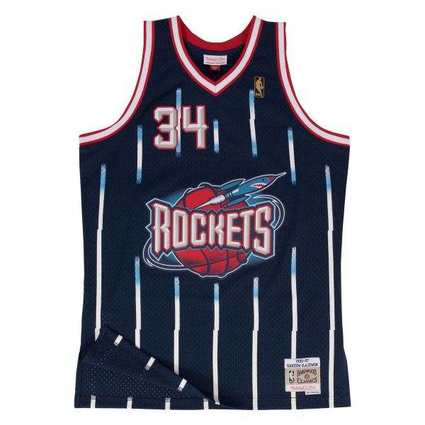 Koszulka Nba Houston Rockets Hakeem Olajuwon. Niebieskie koszulki sportowe męskie Mitchell & Ness, m, bez wzorów, bez kołnierzyka, bez ramiączek, do koszykówki. W wyprzedaży za 421.00 zł.