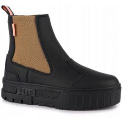 Damskie buty botki na platformie czarne Puma Mayze Chelsea. Czarne obuwie sportowe damskie Puma, bez wzorów, trekkingowe. Za 279.00 zł.