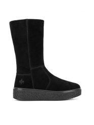 Rieker Kozaki 78851-00 Czarny. Czarne kozaki damskie Rieker, ze skóry, bez obcasa, na płaskiej podeszwie. Za 375.00 zł.