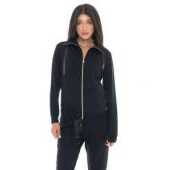 Bluza zimowa Leone 1947 Chic Tones Damen ze Stehkragen und Reißverschluss. Czarne bluzy damskie LEONE 1947 APPAREL, na zimę, bez wzorów, bez kaptura. W wyprzedaży za 206.29 zł.