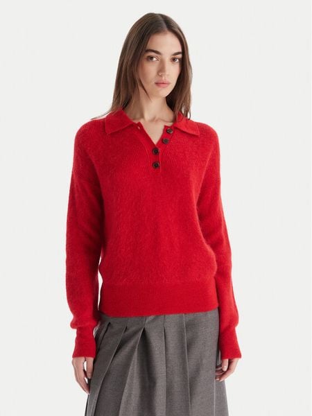 Marella Sweter Danger 2523366374 Czerwony Regular Fit. Czerwone swetry damskie Marella, m, bez wzorów, bez kołnierzyka, bez ramiączek, bez kaptura. Za 1,089.00 zł.