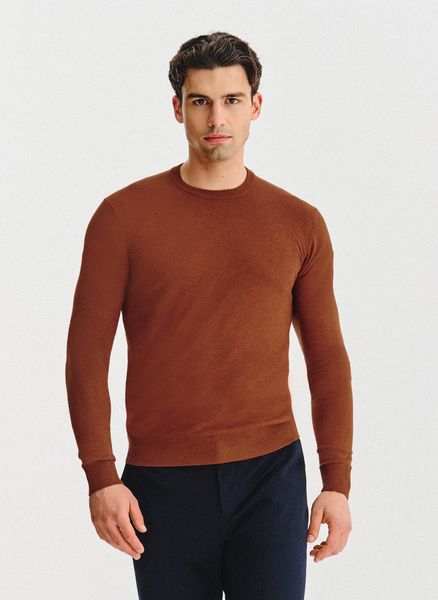 PAKO LORENTE – Rudy sweter męski. Brązowe swetry przez głowę męskie Pako Lorente, na jesień, m, bez wzorów, z nylonu, bez kołnierzyka. Za 99.99 zł.