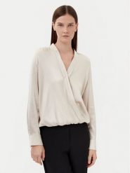 Motivi Bluzka 2732W000635N Écru Relaxed Fit. Bluzki damskie Motivi, bez wzorów, z wiskozy, bez kołnierzyka, bez ramiączek. Za 209.99 zł.