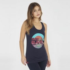 Top na siłownię damski FEPLA niebieski. Niebieskie obuwie sportowe damskie Legea, bez wzorów, z bawełny, na fitness i siłownię. Za 43.00 zł.