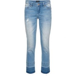 Dżinsy z brzegami bez obszycia bonprix niebieski "bleached". Jeansy damskie marki bonprix. Za 59.99 zł.