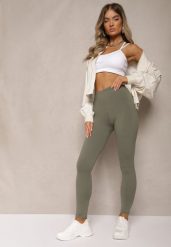 Ciemnozielone Legginsy z Gumką w Talii z Długimi Nogawkami Caleta. Zielone legginsy damskie Renee, m, bez wzorów, z jeansu, długie, na fitness i siłownię. Za 14.99 zł.
