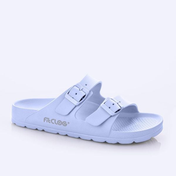 Klapki damskie Lemigo Like Fitclog. Niebieskie klapki damskie Lemigo, bez wzorów, z materiału, bez obcasa. Za 99.00 zł.