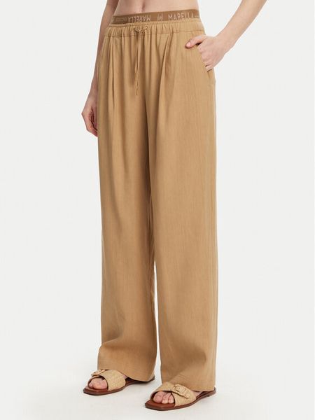 Marella Spodnie materiałowe Fred 2513131085 Beżowy Wide Leg. Brązowe spodnie materiałowe damskie Marella, bez wzorów, z materiału. Za 579.00 zł.