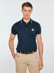 Koszulka męska polo granatowa seller 403. Niebieskie koszulki polo męskie Big Star, l, bez wzorów, z bawełny, klasyczne, bez ramiączek. Za 139.99 zł.