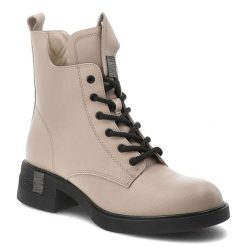 Beżowe Botki Vinceza Skórzane Buty Damskie. Brązowe kozaki damskie VINCEZA, ze skóry, bez obcasa, na obcasie. Za 203.99 zł.