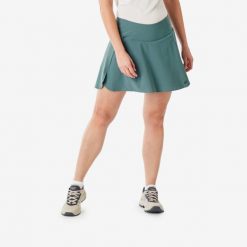 Spódnico-spodenki turystyczne damskie Quechua MH500. Niebieskie szorty sportowe damskie QUECHUA, l, bez wzorów, z elastanu, sportowe, trekkingowe. Za 119.99 zł.