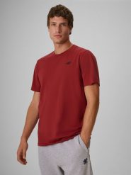 4F T-shirt regular gładki męski - burgundowy XL. Czerwone t-shirty męskie 4f, m, bez wzorów, z bawełny, biznesowe, bez kołnierzyka. Za 49.99 zł.
